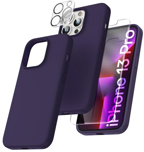 TOCOL Silicone for iPhone 13 Pro Case 6.1-Inch, Liquid Silicone Multi-Color Slim Silky-Soft Touch Anti-Scratch Shockproof Protective Phone Cover, Midnight Purple