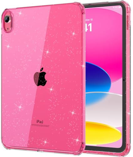 MoKo Clear Case for iPad(A16) 11th Generation 2025 11-inch/10th Generation 2022 10.9 inch, Lightweight Soft TPU, Anti-Scratch Ultra Clear Tablet Cover, Shockproof Impact Resistant, Glitter Flower Pink