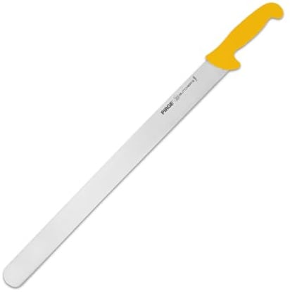 Pirge Couteau à döner 50 cm jaune - Couteau à découper - Couteau à viande long ultra-tranchant - Couteau de cuisine professionnel en acier inoxydable - Manche ergonomique