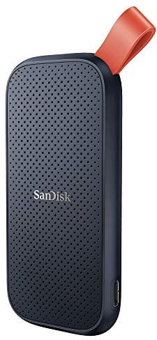 SanDisk 480GB Portable SSD, SSD external drive, up to 520 MB/s read speed, external solid state drive, robust SSD, fastening loop made of durable rubber, Grey (Renewed)