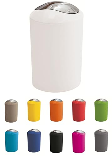 KW Gleam 5Ltr Swing Bin - Compact Bathroom/Kitchen/Waste Bin (White)