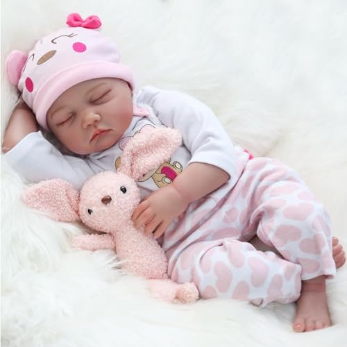 HEHUZY Reborn Babypuppe Wie Echtes Baby 22 Inch 55cm Reborn Baby Weiches Vinylsilikon Lebensecht Bewegliche Realistische Babypuppen Für Kleinkinder