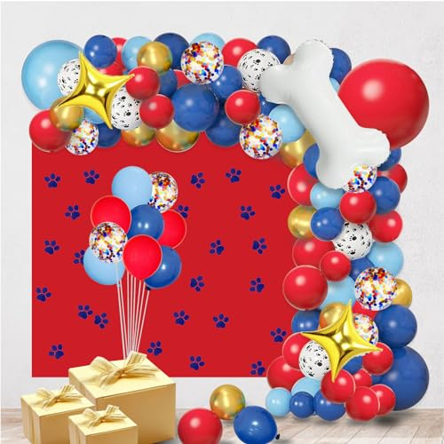 Juego de globos y guirnalda para fiesta de perros-Naranja azul y guirnalda de globos de patas de perro,globo de patas de perro, decoración de fiesta para boda/cumpleaños joven/bebé
