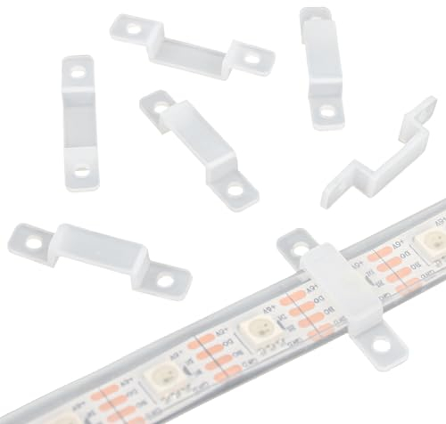 Aroidful LED Ribbon Clip 10mm,100pcs LED-Streifenclip für LED Band Halterungen Clips 10mm Wide Waterproof, ohne Schrauben