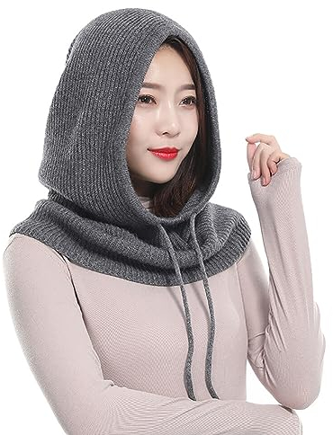 Surakey Mütze Damen Winter, Strickmützen Warme Kapuzen Schal für Frauen Sturmhauben Beanie Wintermützen Winddicht Wärmer Mützen Kopfbedeckung Skullies Kostüm Zubehör Radfahren Motorrad