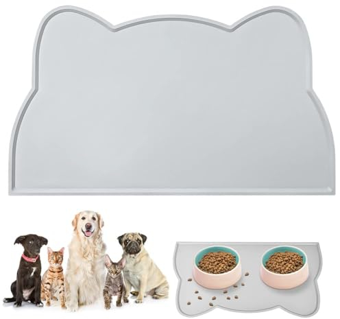 Adiwo Cat & Dog Silicone Food Mat, Waterproof and Easy to Clean (Grey)