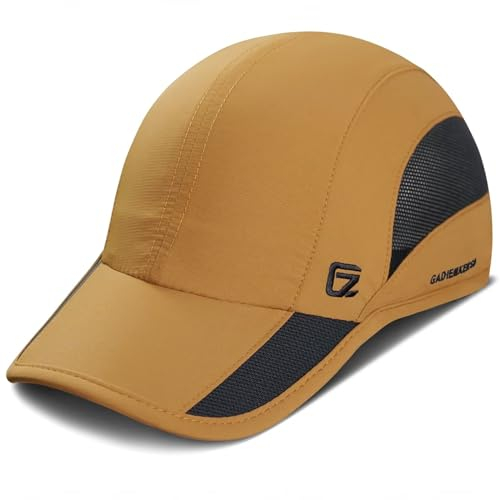 GADIEMKENSD Schnelltrocknender Sport Hut Leicht Atmungsaktiv Weich Outdoor Laufkappe Baseballkappen für Männer Kamel