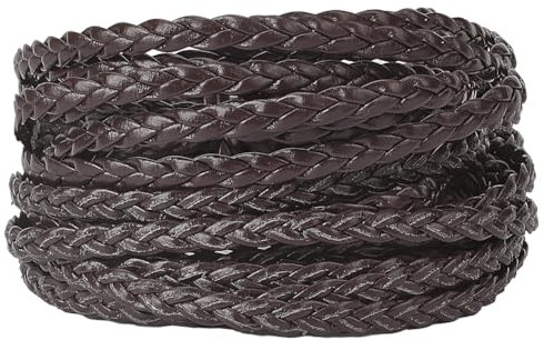 GORGECRAFT 5m*5mm*2mm Cordoncino in Pelle Intrecciata Piatto Filo PU Intrecciato Stringa Spessa Corda Piegata in Finta Pelle per Collana Creazione di Gioielli Artigianato, Marrone Noce di Cocco