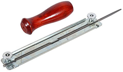 Jerliflyer Chainsaw File Holder,1x Chainsaw Saw Chain File & Filing Sharpening Kits with Wooden Holder Tool 4.0mm/4.8mm/5.5mm(4.0mm)