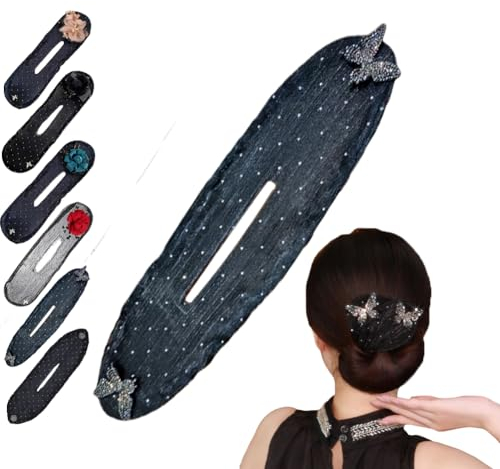 Ball Hair Clip, Hand Embroidered Flowers Deft Bun, Deft Bun Hair Twister, Lazy Hair Curler Deft Bun Maker, Flower Hair Bun Roller for Long Thick Hair Accessories for Women Girls