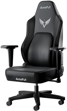 AutoFull M6 Gaming Stuhl, Gaming-Stuhl Ergonomisch mit Dynamischer Lendenstütze, Gaming Stühle mit 3D-Armlehnen und Fußstütze, Stuhl für Gaming & E-Sport, Schwarz