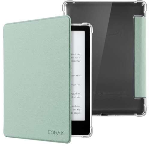 CoBak Case for 6.8 Kindle Paperwhite - New PU Leather Cover and Clear Soft Silicone Back Cover with Auto Sleep Wake Feature for Kindle Paperwhite Signature Edition (11th Gen 2021), Agave Green