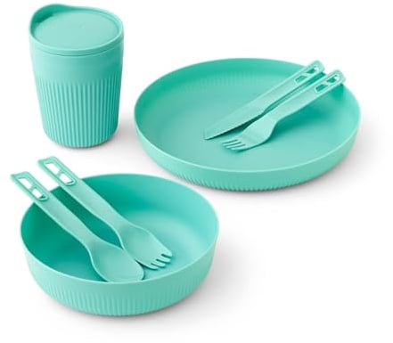 Sea to Summit - Passage Geschirrset - 7-teilig - Teller, Schüssel, Iso-Becher & Besteckset - Spülmaschinen- & Mikrowellenfest - BPA-frei - Campinggeschirr aus glasverstärktem Polypropylen - 324 g