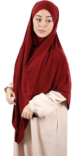 Lamis Hijab Khimar Premium-Jersey, rot, One size