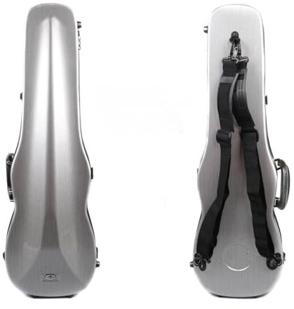 YoungMonic Custodia per violino in fibra di carbonio, misura 4/4, colore argento, stile moderno, unisex, 2 kg, scocca rigida, cinghie regolabili per zaino, chiusura a scatto