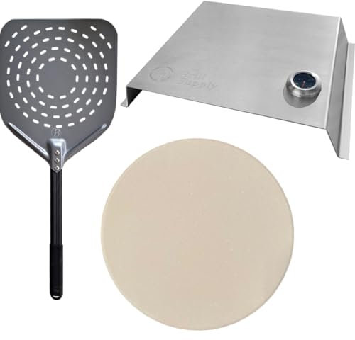 BABOSSA Pizzaset für den Grill – Komplettlösung mit Pizzastein, Pizzaschieber & Haube – alles für Pizza vom Grill wie beim Italiener – passt auf Gasgrill, Holzkohlegrill & viele Modelle