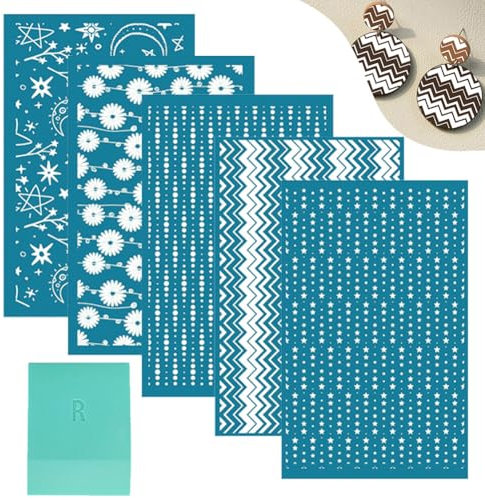 Aublinto Siebdruckschablonen für Polymer-Ton wiederverwendbares Siebdruck-Set mit Polymer-Ton-Werkzeugen zur Herstellung von Ohrringen und Schmuck Typ 15 C (6)