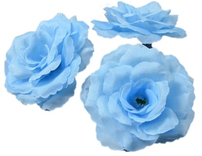 Anevous 10 Stück Künstliche Blumenköpfe, Kunstblumen Blütenköpfe Blumen Rosen Köpfe, Fake Rosen kunstblume Deko Blumen Köpfe für DIY Hochzeit Party Deko Muttertag, Zuhause Dekoration,Hellblau