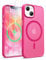 ORETECH Magnetica Opaca Cover per iPhone 14,Custodia iPhone 13 con 2X Vetro Temperato per Cellulare Protettiva Antiurto Protezione Militare Custodia per iPhone 14/13-Rosa Caldo