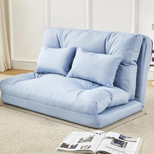 WEIDPHL Verstellbare Bodencouch, Klappbare Lounge-Chaiselongue Aus Stoff Mit Kissen, Umwandelbare Bodencouch Mit Sessel, Schlafmatratze Für Das Wohnzimmer,Blau,Medium