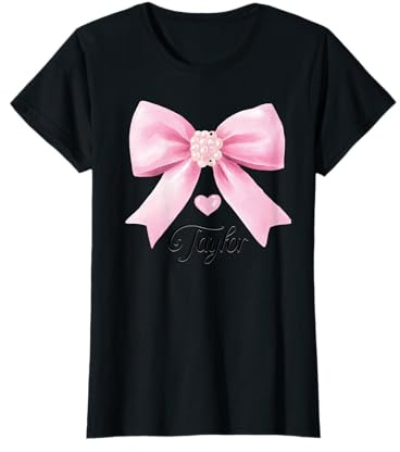 Cute Taylor Prénom Adolescentes Filles Femmes Cœur Rose Nœud T-Shirt