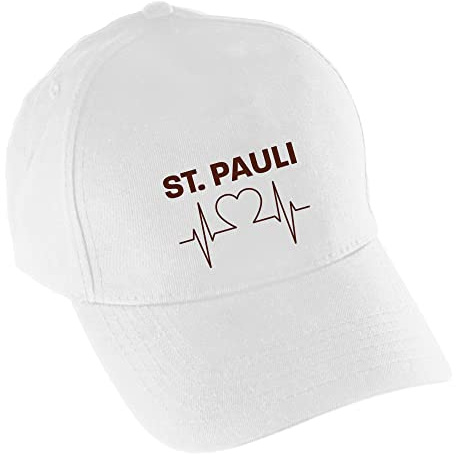 multifanshop Baseballcap - St. Pauli - Herzschlag - Druck braun - Mütze Größe one Size weiß