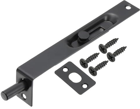 sourcing map Bullone a filo in ottone massiccio, 15,2 x 2,2 cm, per porta a scomparsa, serratura a scomparsa, in acciaio inox, per porte scorrevoli in legno, armadietti, armadi, colore nero,