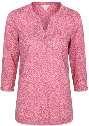 Mountain Warehouse Petra Printed Womens 3/4 Sleeve Shirt - Lightweight, Breathable & Relaxed Fit Cotton Tee Top - for Spring Summer, Outdoors, Holiday & Hiking Bright Pink Women's Size 8