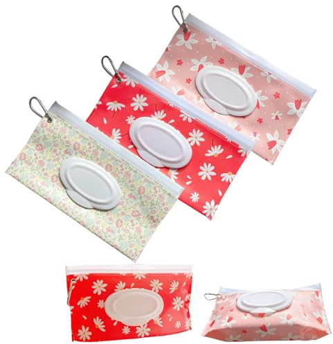 3 PCS Baby Wipes Dispenser Portable Wet Wipe Dispenser Bag Wipe Holder | Portable Refillable Wipe Holder, Baby Wipes Container, Wipe Dispenser, Wet Wipe Carrying Case Holder for Travel
