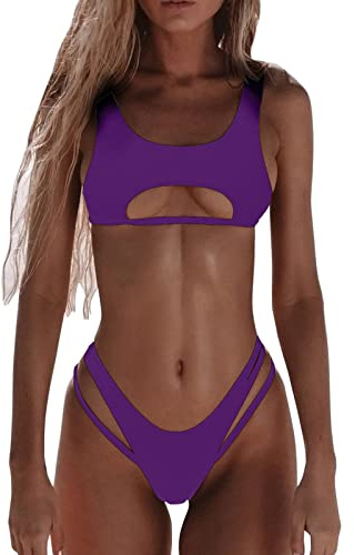 EODJXIO Costumi Mare da Donna Bikini Bikini a Fascia da Donna con Fasciatura Push Up Costumi da Bagno Brasiliani Costumi da Bagno Costumi da Bagno Costumi da Bagno Bikini Donna Triangolo Blu