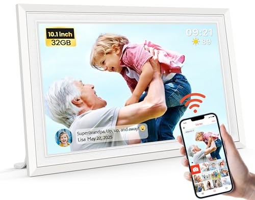 Frameo WiFi Digital Photo Frame 10.1 Inch - 1280x800 HD IPS Touch Screen Picture Frame Electronic, 32GB Memory, Auto Rotate, Wall Mountable, Digital PictureFrame for Sharing Photos and Videos