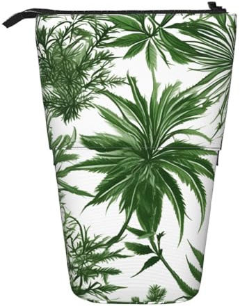 ENRPTY Flowering Herbs And Herbaceous Plants Print Telescopic Pencil Bag Big Capacity Pop Up Storage Makeup Bag For Office Supplies