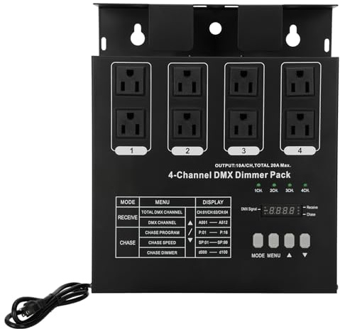 GMKYH Dmx Dimmer Pack,4 Channel Dmx512 Dimmer Pack， Lighting Controller, DMX 4-Channel Dimmer Pack Suitable for Stage Lighting Control