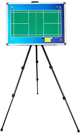 Badminton-Trainingsbrett, magnetisches Badminton-Setup-Board, doppelseitiges Design, mit Stativ und Aufbewahrungstasche, für strategische Planung und Unterricht (1)