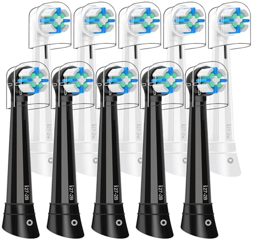 10er IO Aufsteckbürsten kompatibel mit Oral B iO 2/3/4/5/6/7/8/9/10 Series Zahnbürste Elektrische, IO Bürstenkopf Mit Abdeckung kompatibel mit Oral B iO (Schwarz Weiß)
