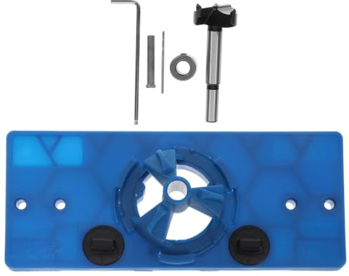 Guida per Foratura Cerniera 35mm per Mobile, Set Blu | Abs e Acciaio, per Porte in Legno e Produzione Arredi, Foratura Affidabile Guida Punta