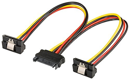 goobay 95115 Elektrisches Kabel/Adapter PC y, SATA 1 x Stecker auf 2 x Buchse 90 °, 0,2 m Länge