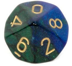 Chessex Dice Sets: Gemini Blue & Green with Gold - Ten Sided Die d10 Set (10)