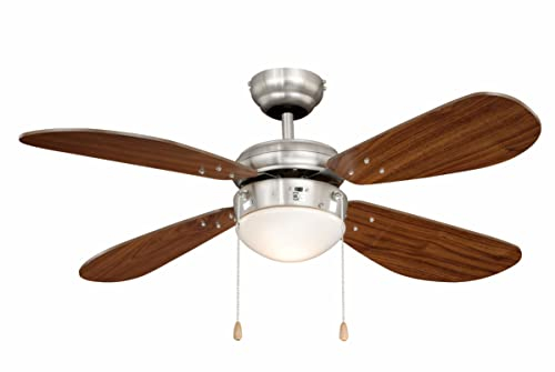 AireRyder - Ventilatore da soffitto Classic con illuminazione, alloggiamento in nickel, pala color Noce, 105 cm