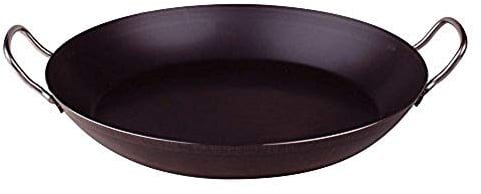 Pentole Agnelli Linea Ferro Tegame in Ferro per Paella con Due Maniglie Inox, Nero, 42 cm
