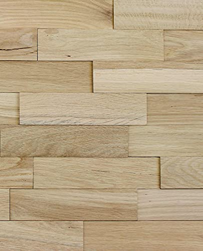 wodewa Wandverkleidung Holz 3D Optik Eiche Rustikal 1m² Wandpaneele Moderne Wanddekoration Holzverkleidung Holzwand Wohnzimmer Küche Schlafzimmer Natur