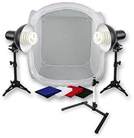 Bresser Fotostudio BR-2114 Produktaufnahme-Set 80x80X80cm mit Lichzelt, Lampen, Tücher, Stative und Tasche