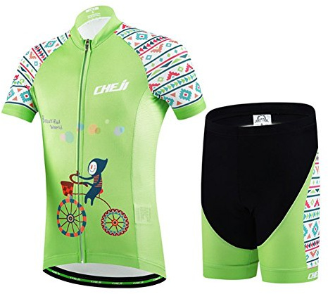 LSERVER Pantalons Courtes Cuissard Shorts de Cysclisme Vélo Enfant Gaçon Fille, Vert, 2X (11 Ans)