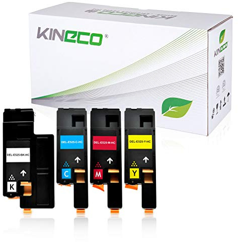 Kineco 4-Pack Toner kompatibel mit Dell E525w Multifunktionsdrucker - Schwarz 2.000 Seiten, Color je 1.400 Seiten
