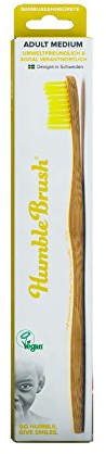 The Humble Co. Bambus Zahnbürste Gelb | Mittel Borsten | Biologisch Abbaubar, Umweltfreundlich, Vegan, von Zahnärzten Empfohlen (1 Packung)