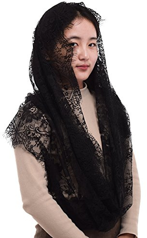 BLESSUME Damen Mantilla Katholisch Schleier Spitze Kapelle Schal Kirche Latin Mass kirchliche Hochzeit Kopfbedeckung