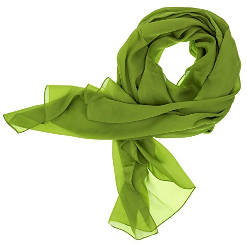 DOLCE ABBRACCIO by RiemTEX ® Schal Damen LADY SUNSHINE Seidentuch Tücher mit hohem Seidenanteil Pashmina Stola Tuch Halstuch in frischem Grün Kopftuch Damen Seidenschal Elegante Schals (Apfelgrün)