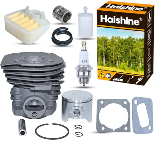 Haishine-Zylinderkolben (44 mm) - Luftfiltersatz für Kraftstoff-Kraftstoffpumpe passend für Husqvarna 350 351 353 346 XP Accessoiresn-Schalldämpferlager NIKASIL plattiert