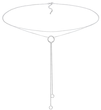 Elli Halskette Damen Choker Y-Kette Layer Look Kreis Geo in 925 Sterling Silber