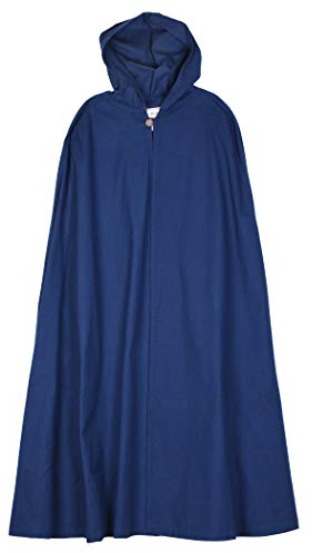 Battle-Merchant Mittelalter Umhang Burkhard mit Kapuze Damen Herren Kostüm Kleidung LARP Wikinger (Blau)